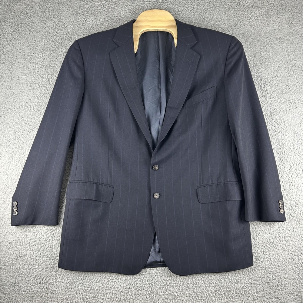 Ermenegildo Zegna Tindari Blazer‎ Sport Coat Mens Navy Pinstripe Wool Two Button